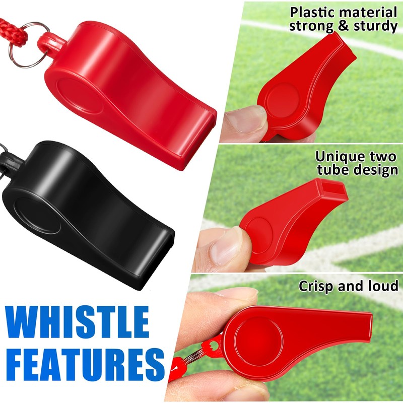 Flutesan 48 Pcs 48 Pcs Plastic Whistles Bulk with Lanyard