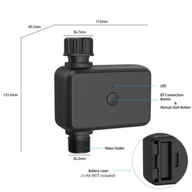 Smart BT Watering Timer Hose Faucet Sprinkler Timer with Rain Delay APP Remote Control Programmed Automatic Garden Irrigation Controller for Lawn Farmland Courtyard Greenhouse
