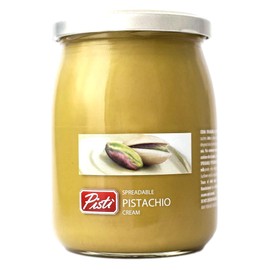 Pisti Italian Spreadable Pistachio Cream, 2 Glass Jars NT. WT. 21.2 oz. ( 600g) each., Green