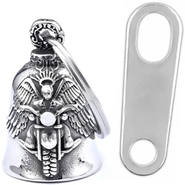 ZEPIQOR Guardian Gremlin Bravo Bell Lucky Charm Motorcycle Heart Wings Protection Biker Triker Comes in Velvet Gift Box
