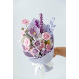 HOOKOK Crochet Flower Bouquet -Knitted Flower Bouquet Daisy, Lily, and Lavender. Gift for her,Valentines Day Mother's Day Birthday Wedding Home Decor, Valentines Gifts Bouquet