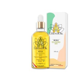 Essentioil Organic Jojoba Oil - 100% Pure and Natural - For All Skin Types - Hair, Young Skin - Strengthens Hair - 100 ml - French Brand