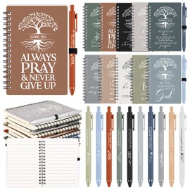 Kosiz 60 Pcs Christian Gift Bulk Prayer Journal Bible Verse Spiral Notebook with Christian Ballpoint Tree of Life Religious Church VBS Gift for Women Men Sunday School Retreat (Boho Color)