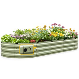 KING BIRD Raised Garden Bed Kit 2025 Upgraded Quick-Setup Galvanized Planter Garden Box Outdoor for Gardening, Vegetables, Flowers, 94x36x12 in, Olive Green