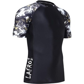 LAFROI Men's Short Sleeve UPF 50+ Baselayer Skins Compression Rash Guard (Asym Swipes, SM)