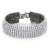 Sparkling Womens Crystal Rhinestones Cluster Wide Grey Black Bangle Bracelet(CA)