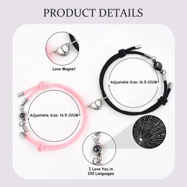 QianSiLi Valentines Gifts for Him Her Matching Bracelets for Couples Boyfriend Girlfriend Gifts Long Distance Bracelets Couple Valentine Gifts for Him Her Boyfriend Girlfriend Gift Birthday Valentine