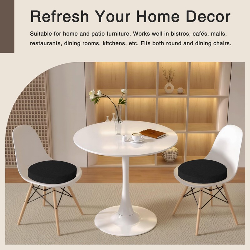 OVOV Round Chair Cushions for Dining Chairs 2 Pack Extra