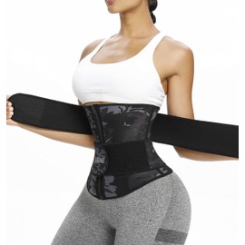 ANGOOL Neopren Waist Trainer for Women,Workout Plus Size Trimmer Belt Sauna Sweat Corset Cincher with Zipper S Camo