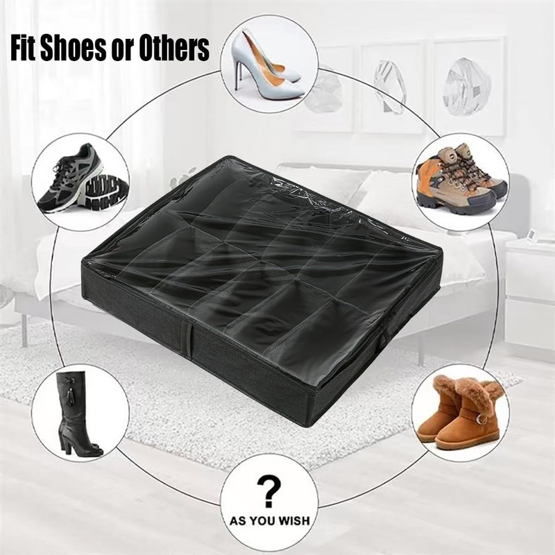 GJIE Under Bed Shoe Storage Organiser, Folding Under Bed Shoe