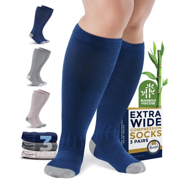 Pembrook 3 Pairs Plus Size Compression Socks Wide Calf -