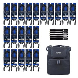 Clutch 20 Pack 10 Foot ft 3 Pin DMX Male Female 512 Light Lighting Data Transfer Cable