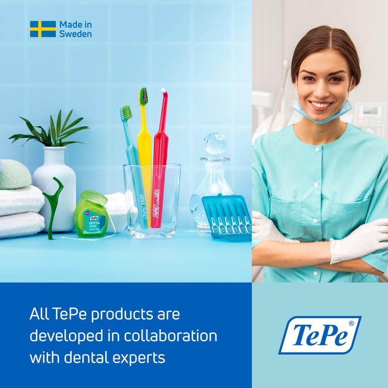 TEPE Compact Tuft Toothbrush, Tufted Brush End Orthodontic Toothbrush for