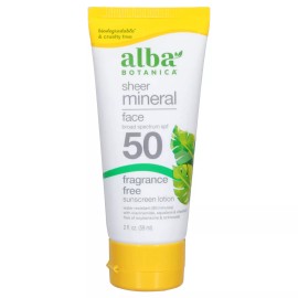 Alba Botanica Sunscreen Face Lotion SPF50 2 Fl oz (Pack of 3)