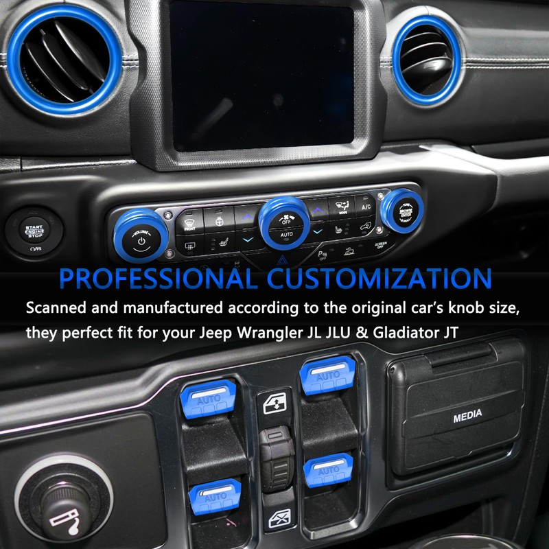 SENSHINE AC Knob Cover Vent Outlet Trim Ring for Jeep