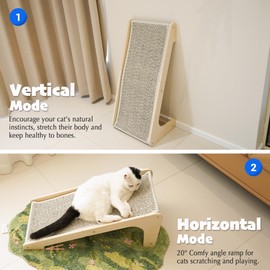 PETKARAY Sisal Cat Scratcher Ramp, L Shaped Scratching Post and Scratch Pad for Indoor Cats, Wall Furniture Protector(Chevron)