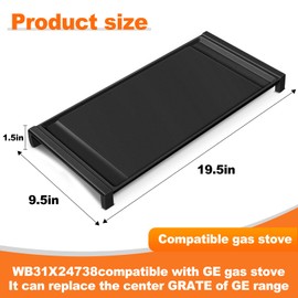 WB31X24738 Griddle Replacement for ge Appliance Gas Range Fits WB31X24998, 9 ×19-1/2 inch Food Grade Nonstick Ge Stove Cast Aluminum Center Griddle, Replaces 4322558,AP5986291,PS11725207