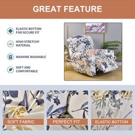 Eco-Ancheng Recliner Slipcovers 4-Pieces Lazyboy Recliner Covers Recliner Couch Covers Recliner Chair Cover Non Slip Reclining Slipcovers with Storage Pockets Furniture Protector for Living Room