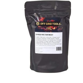 Off Grid Tools Fire Starting Kit, 33 Pieces Outdoor Survival Kit, Resealable Waterproof Bag, Includes Survival Information Sheet, Tactical Gear & Accessories