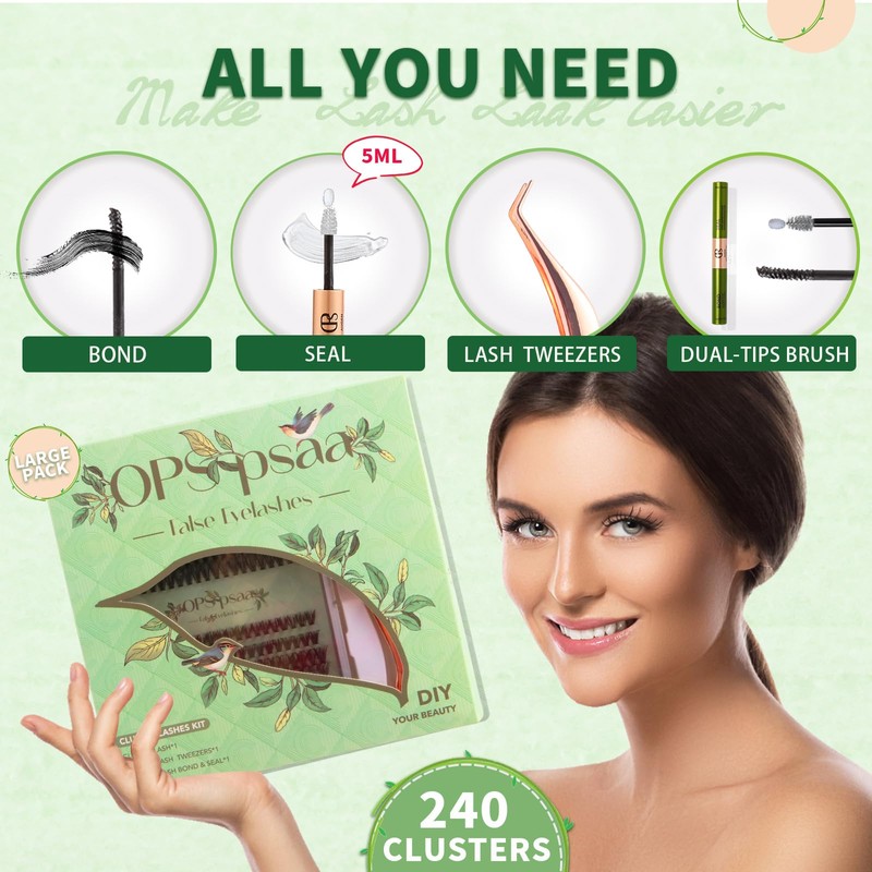 DIY Individual Lashes Clusters Kit,240pcs Lash Clusters Eyelash Extension Kit