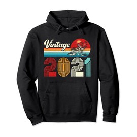 Vintage 2021 Funny 3rd Birthday Gifts 3 Years Old Retro Pullover Hoodie