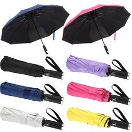 Reginary 6 Pcs Windproof Travel Umbrellas 10 Ribs Auto Open & Close Collapsible Folding Compact Umbrella for Rain Snow Sun (Vivid Colors)