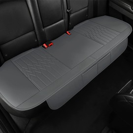 Microfiber Leather Car Seat Cover Full Set, Includes Front & Back Car Seat Protector, Premium Interior Covers with Storage Pockets, Padded Seat Covers for Cars Trucks SUV Auto (Grey)