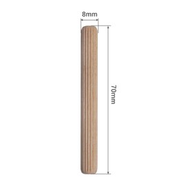 (Pack of 100) Wooden Dowels 8x70mm Solid Birch Wood Groove Plugs Beveled Pins for Furniture (100, 8x70mm)