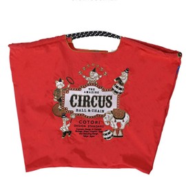 Ball & Chain 321107 Ball & Chain Genuine Product Large Size COTORI Collaboration Ver. CIRCUS Circus Foldable, Embroidery, Polyester, red