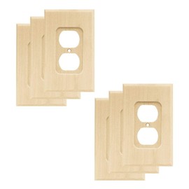 Franklin Brass Wood Square (6-Pack) Outlet Covers Unfinished Wood 1-Gang Wall Plate Single Duplex Electrical Guard W10397V-UN-R