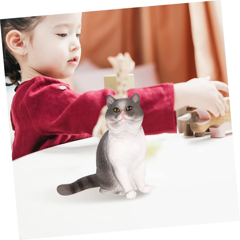 BIUDECO Adorable Cat Figurine Lifelike Desktop Cat Statue for Home