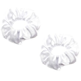 Mytoptrendz® SET OF"2" PCS Plain Satin Hair Scrunchie Bobble Bun Holder Hair Band Scrunchies Large for Ponytail Holder Elastic For Girls and Women (White)