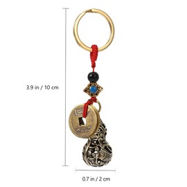 [Holibanna] 2pcs Ornaments Fashion Keychain Money Luck Keychain Retro Keychain Vintage Coin Keychain Gourd Keychain Lucky Coin Brass Travel Dacron, golden