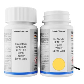 MG PRIME Autolack Lackstift Set für Skoda LF1F / F2 Sprint Yellow/Sprint Gelb Grundlack Basislack Klarlack je 50ml