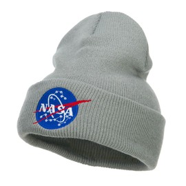 e4Hats.com NASA Insignia Embroidered Long Beanie - Lt Grey OSFM