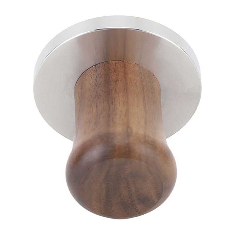 Wood Handle Coffee Tamper Stainless Steel Press Detachable Flat Base
