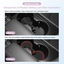 LUWU for 2025 2026 Sonata Accessories - for 2024 2025 2026 Hyundai Sonata Limited Door Slot Mats 2025 Sonata Hybrid Cup Holder Insert Coaster Center Console Liners Mats Red Trim - 15 PCS/Sets