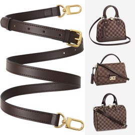 RICLVS Genuine Vachetta Leather Crossbody Strap Genuine Leather Adjustable Replacement Strap for Shoulder Bag Handbag Purse (Coffee)