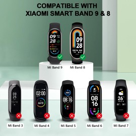 Meliya Bands Compatible with Xiaomi Smart Band 9 / Xiaomi Smart Band 8 for Women Men, 3-Pack Soft Silicone Adjustable Sport Wrist Strap for Xiaomi Smart Band 9/8 (Black/Smoke Violet/Starlight)