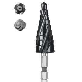 Cobalt M35 Step Drill Bit 1/4" to 3/4", TiAlN Coating 4 Spiral Flute Step Bit for Stainless Steel, Metal, Aluminum, Plastic