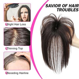 Sexycat Clip in Bangs for Women Real Human Hair Dark Brown 360° Cover Hairpieces Clin on Fringe Wispy Bangs Hair Toppers for Thinning