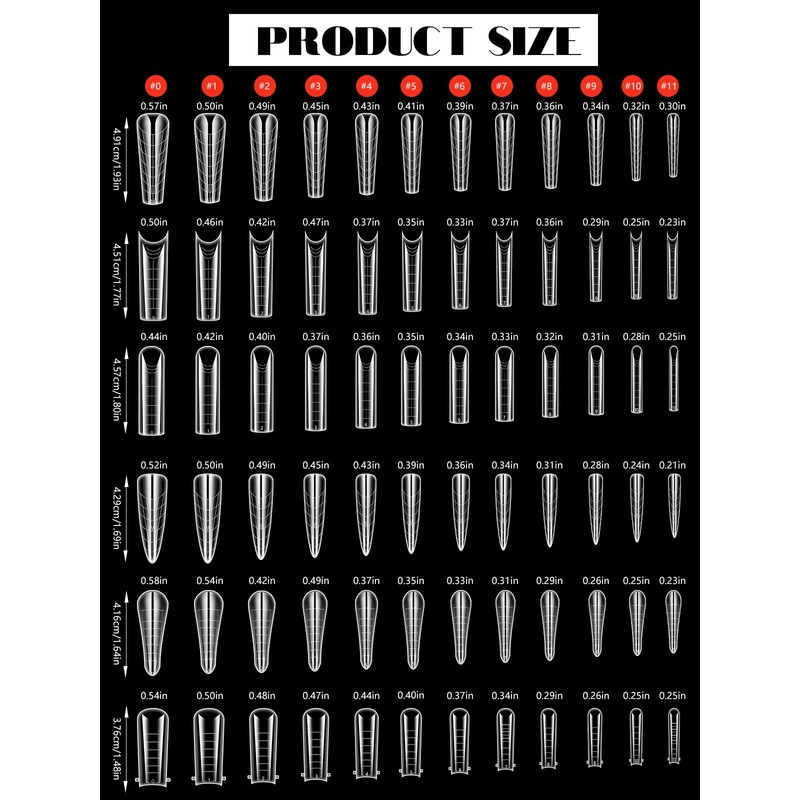 EBANKU 288PCS Clear Dual Nail Forms System Full Cover Nail