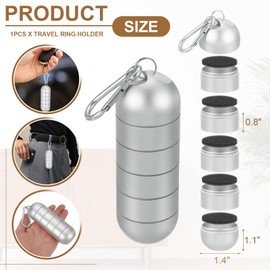 uxcell Travel Ring Holder Keychain, Portable Jewelry Holder Storage Organizer, 5 Layer Rings Case Mini Jewelry Box Keychain Container with Keyring for Gym Sports Travel, Silver