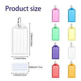 SKTMH 200Pcs Key Tag Key Chain Tags Assorted Color Plastic Coded Key ID Label Tags Key Fobs Labels Split Ring Keyring with Label Window Ring Holder for Identifiers Pet Name Luggage Keyring Keychain