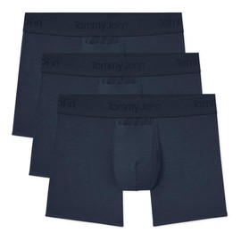 Tommy John Men’s Trunk 4” Underwear, Second Skin Boxers with Supportive Contour Pouch, Soft Naturally Breathable Stretch Fabric Boxers for Men, 3 Pack (Dress Blues, Large)