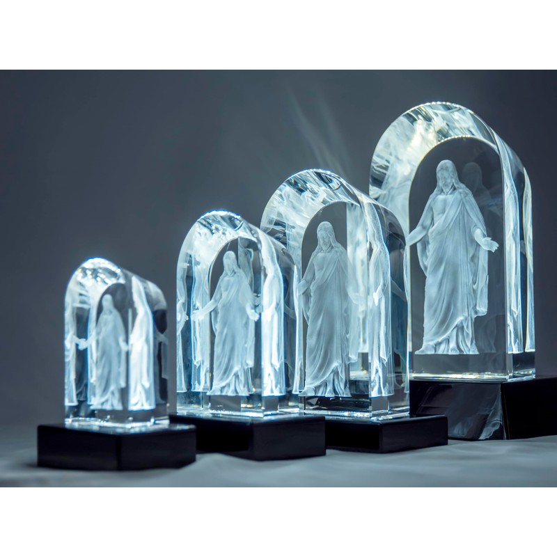 Crystal Christus 3D Laser Engraved Statue & LED Lighted Base