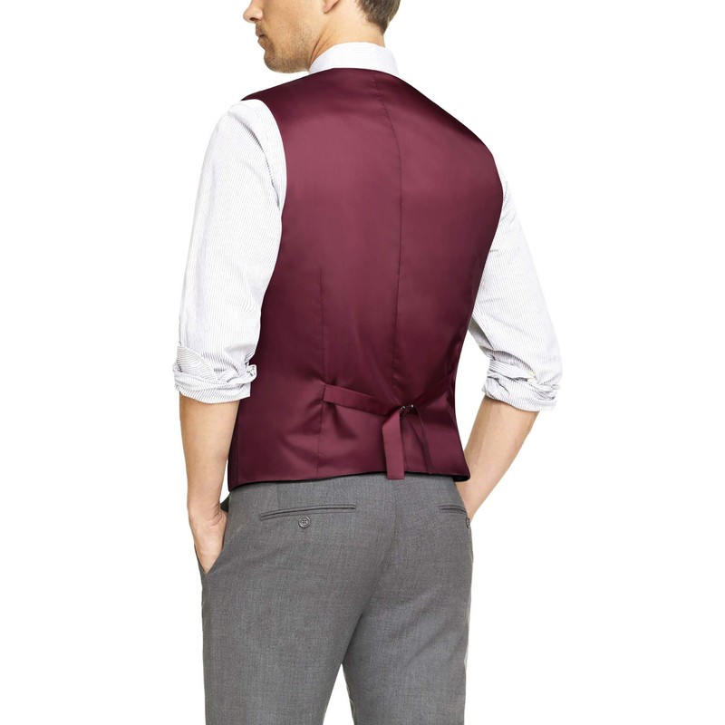 HISDERN Men's Formal Party Wedding Business Cotton Waistcoat Solid Color