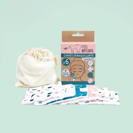 French Tendance Set of 6 Square Makeup Remover Expert + Laundry Net