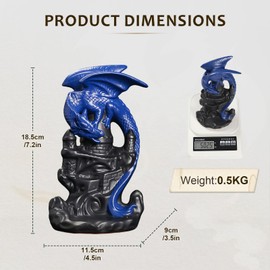 kiss me Dragon Incense Burner Incense Cones Waterfall Burner Backflow Incense Cones with 20 Pieces Free Incense Cones for Home Office Decoration Yoga Meditation Dragon Ornament (Blue)