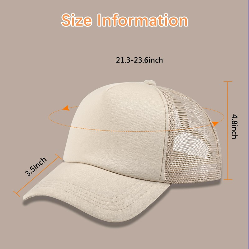 OKBA 5 Pack Sublimation Blank Baseball Cap Polyester Mesh Trucker